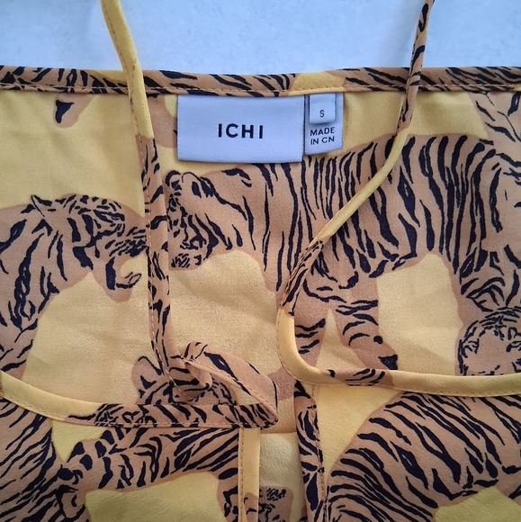 ICHI/ 🐅Tiger Print🐅/ Mustard Yellow Camisole/Spaghetti Strap Top/ Size US S - Picture 7 of 12